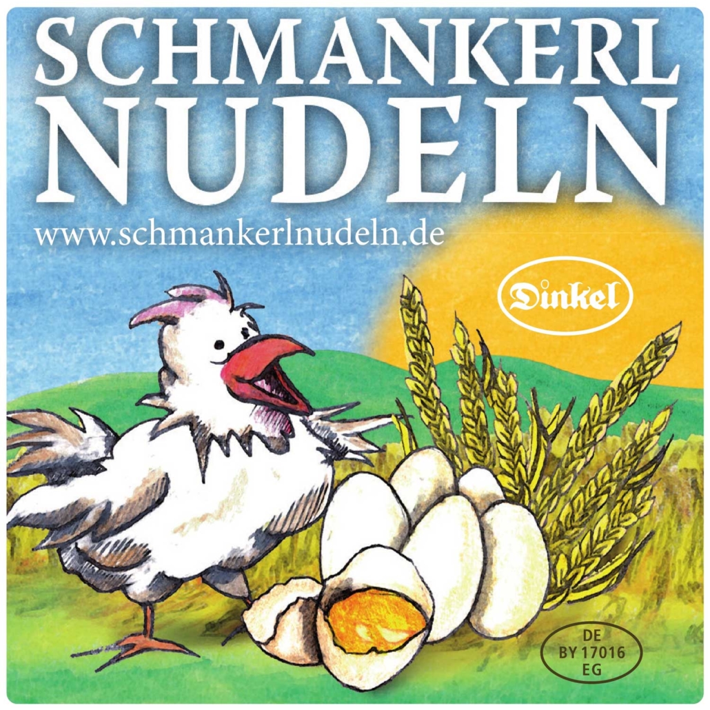 Etikett der Dinkelhof Nudelmarke Schmankerlnudeln